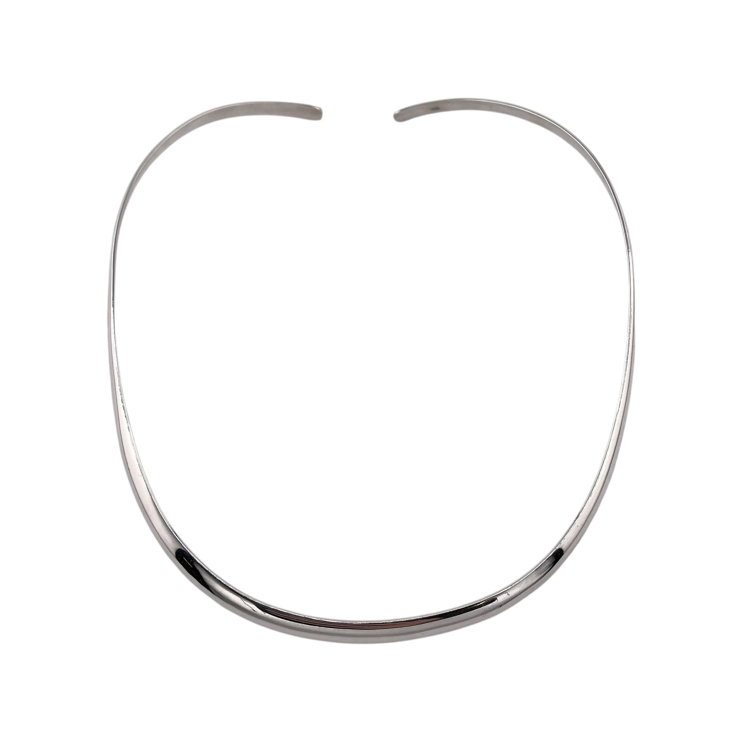 Half Round 5mm Collar Choker Necklace 17" Sterling Silver