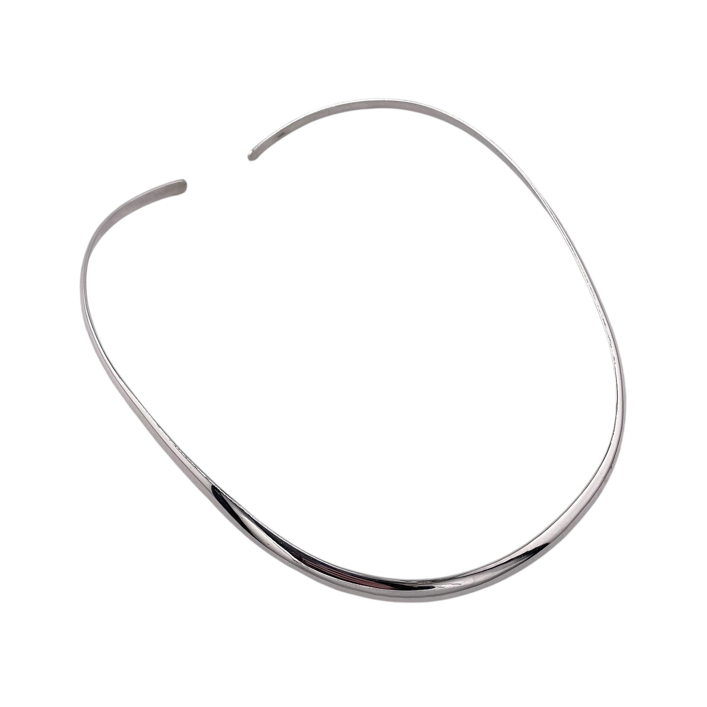 Half Round 5mm Collar Choker Necklace 17" Sterling Silver