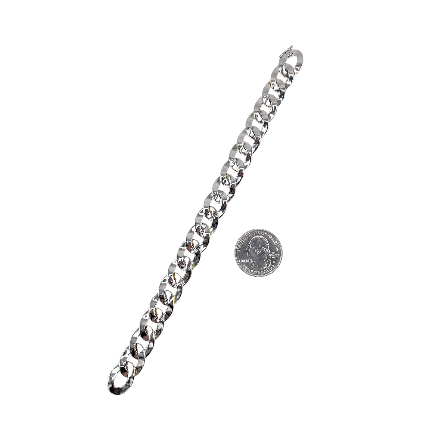 CZ Two Tone Oval Link Bracelet Sterling Silver