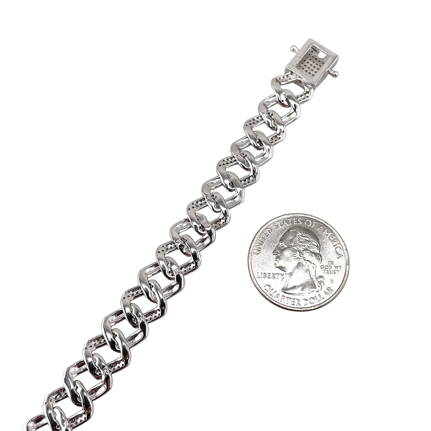 CZ Cuban Link Bracelet Sterling Silver