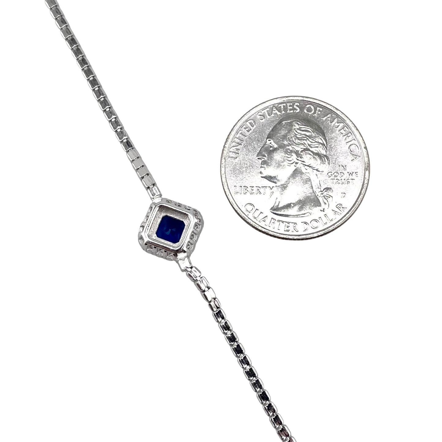 CZ Diamond Shape Link Bracelet Sterling Silver