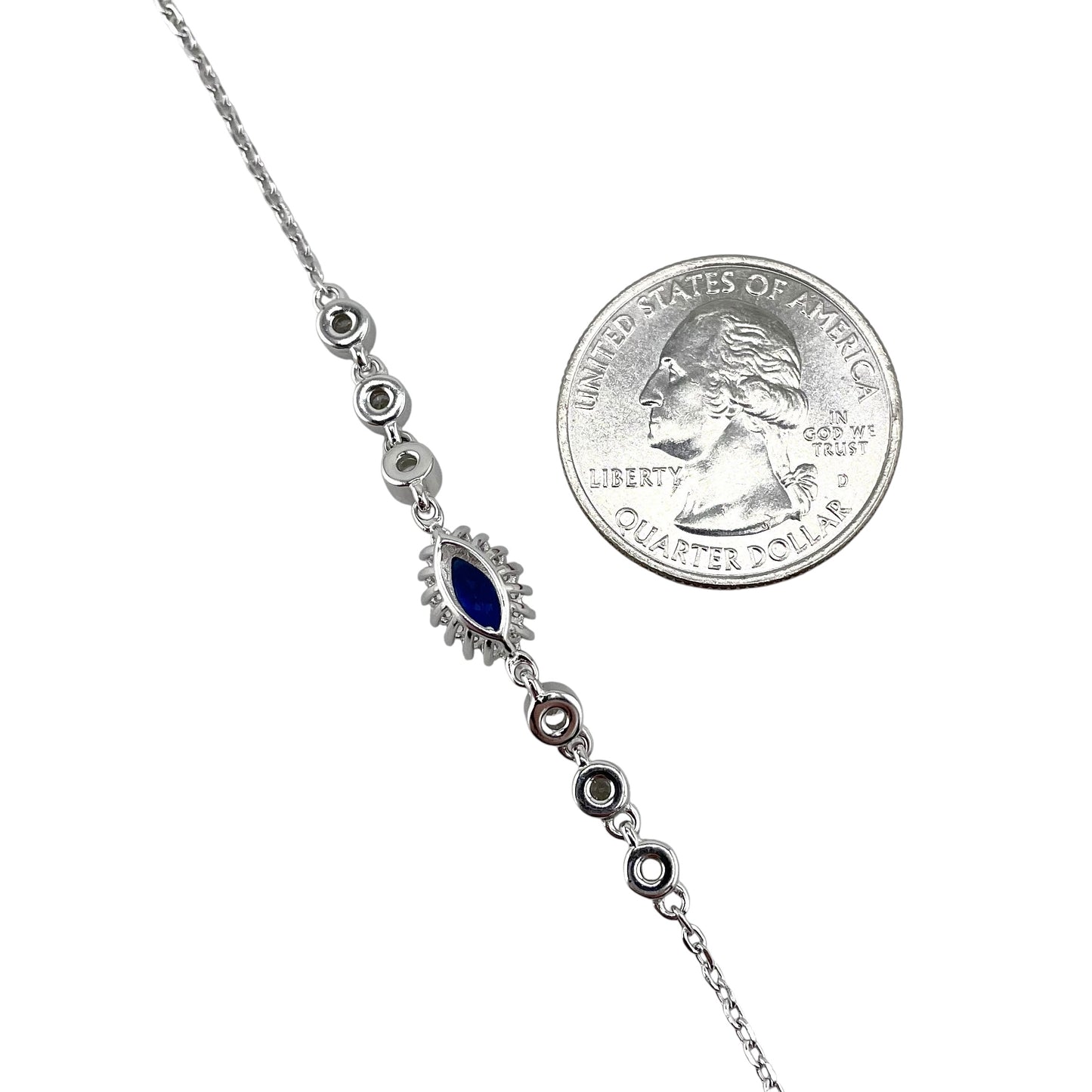 CZ Marquis Link Bracelet Sterling Silver