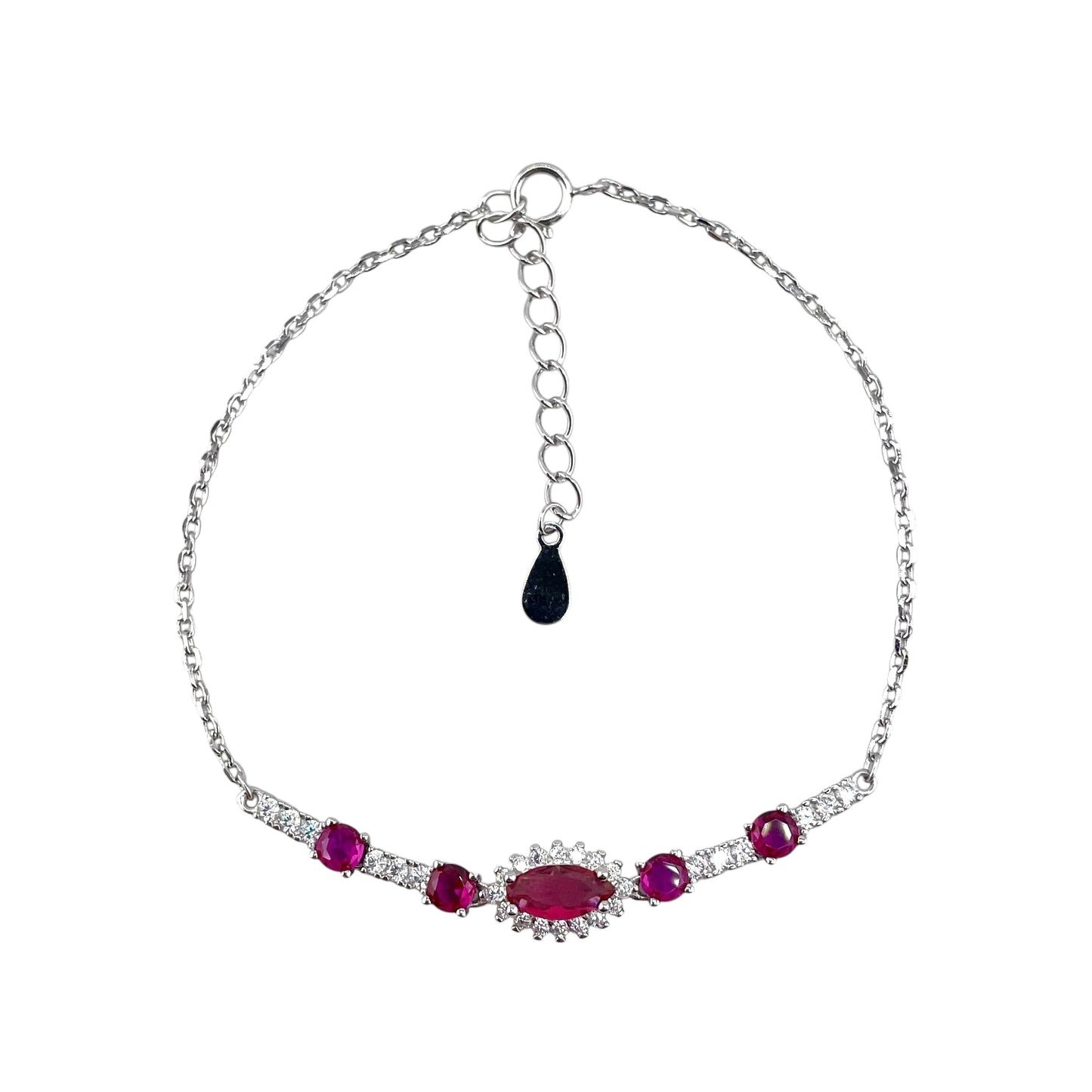 CZ Marquis Stone Link Bracelet Sterling Silver