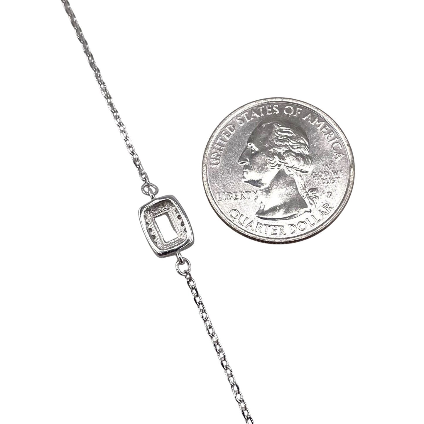 CZ Rectangle Stone Link Bracelet Sterling Silver