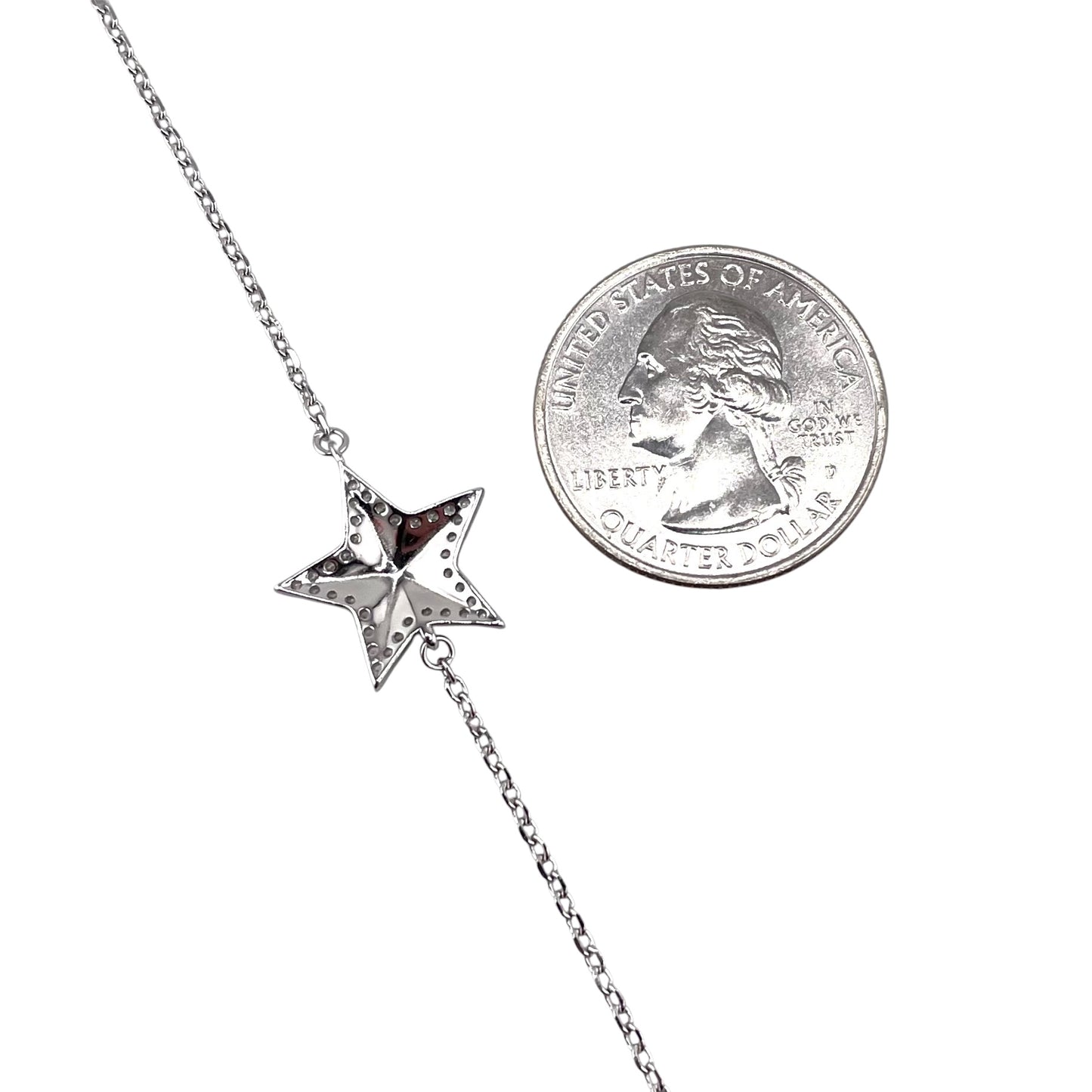 CZ Star Stone Link Bracelet Sterling Silver