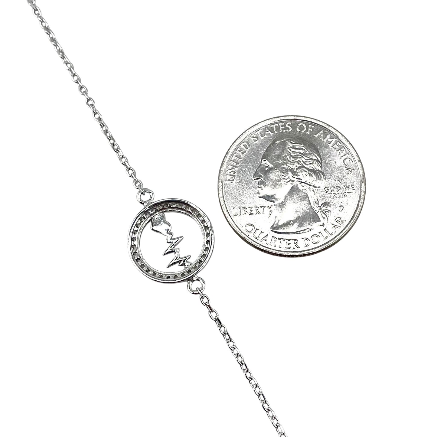 CZ Heartbeat Stone Link Bracelet Sterling Silver