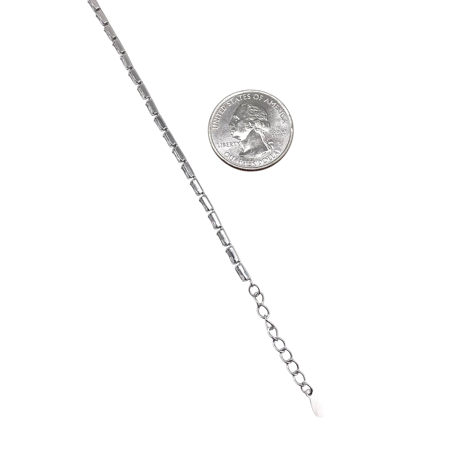 CZ Baguette Link Bracelet Sterling Silver