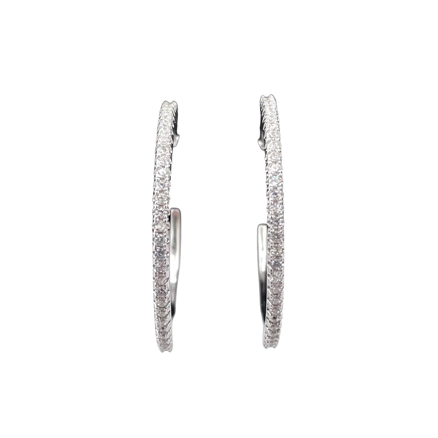 CZ Hoop Earrings Sterling Silver