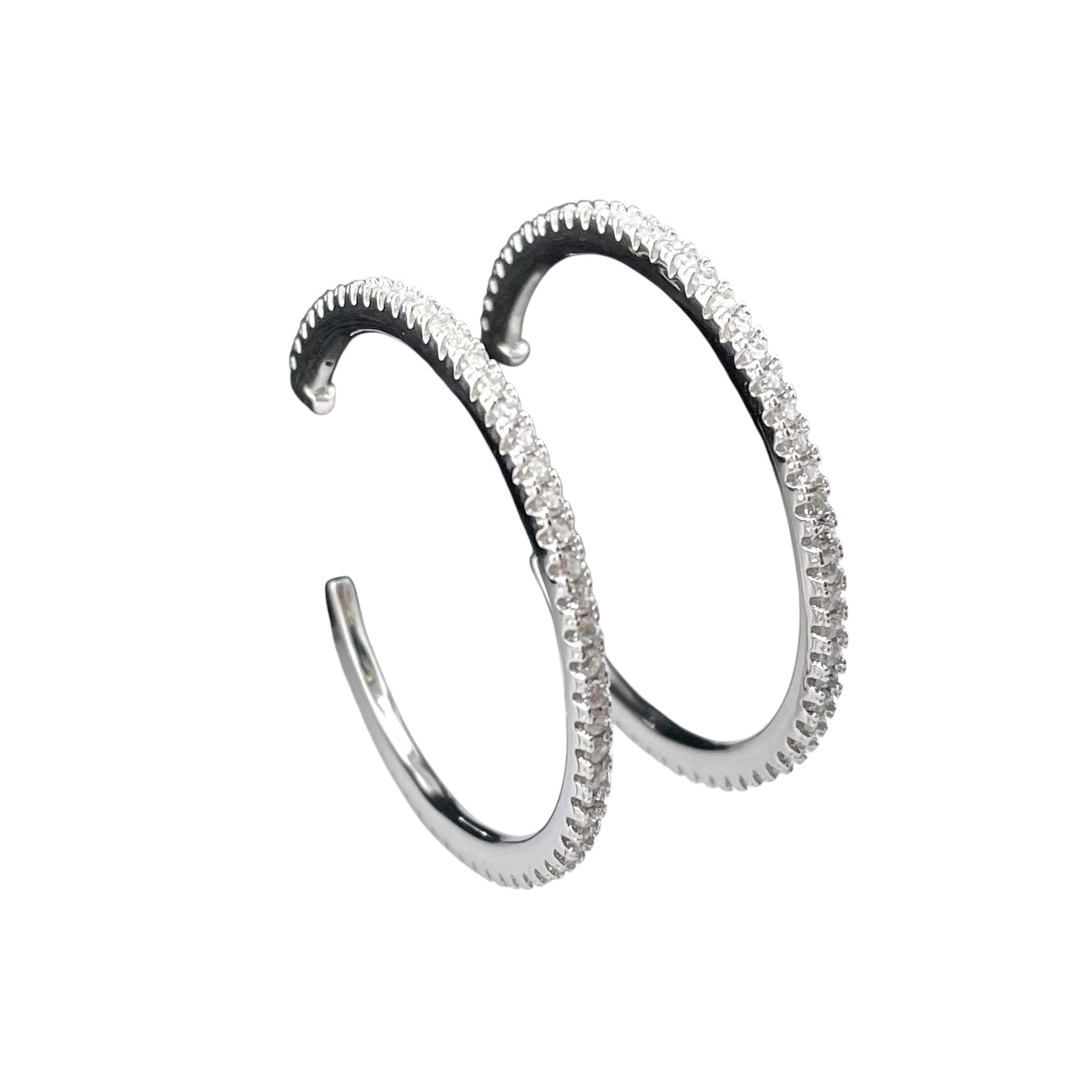CZ Hoop Earrings Sterling Silver