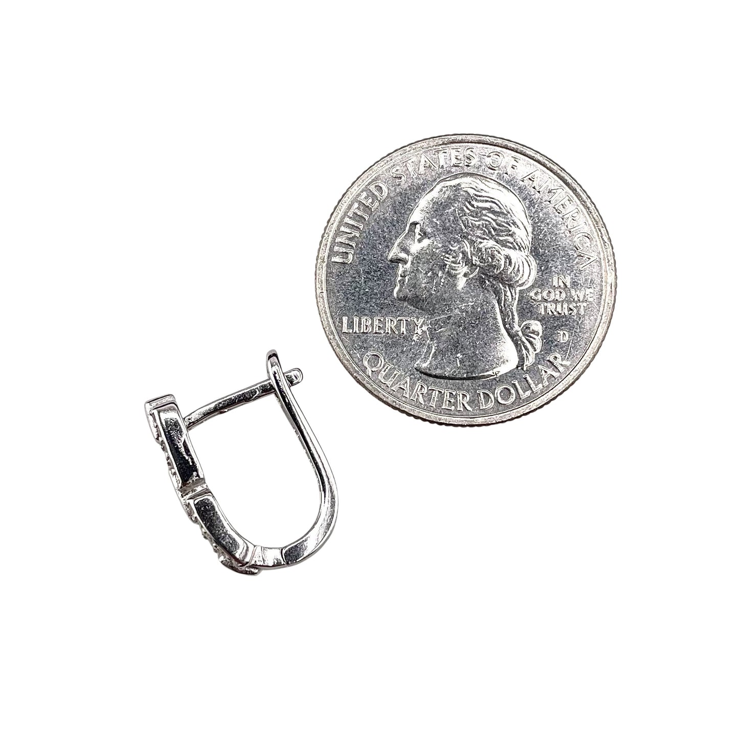 CZ Stud Interlink Earrings Sterling Silver