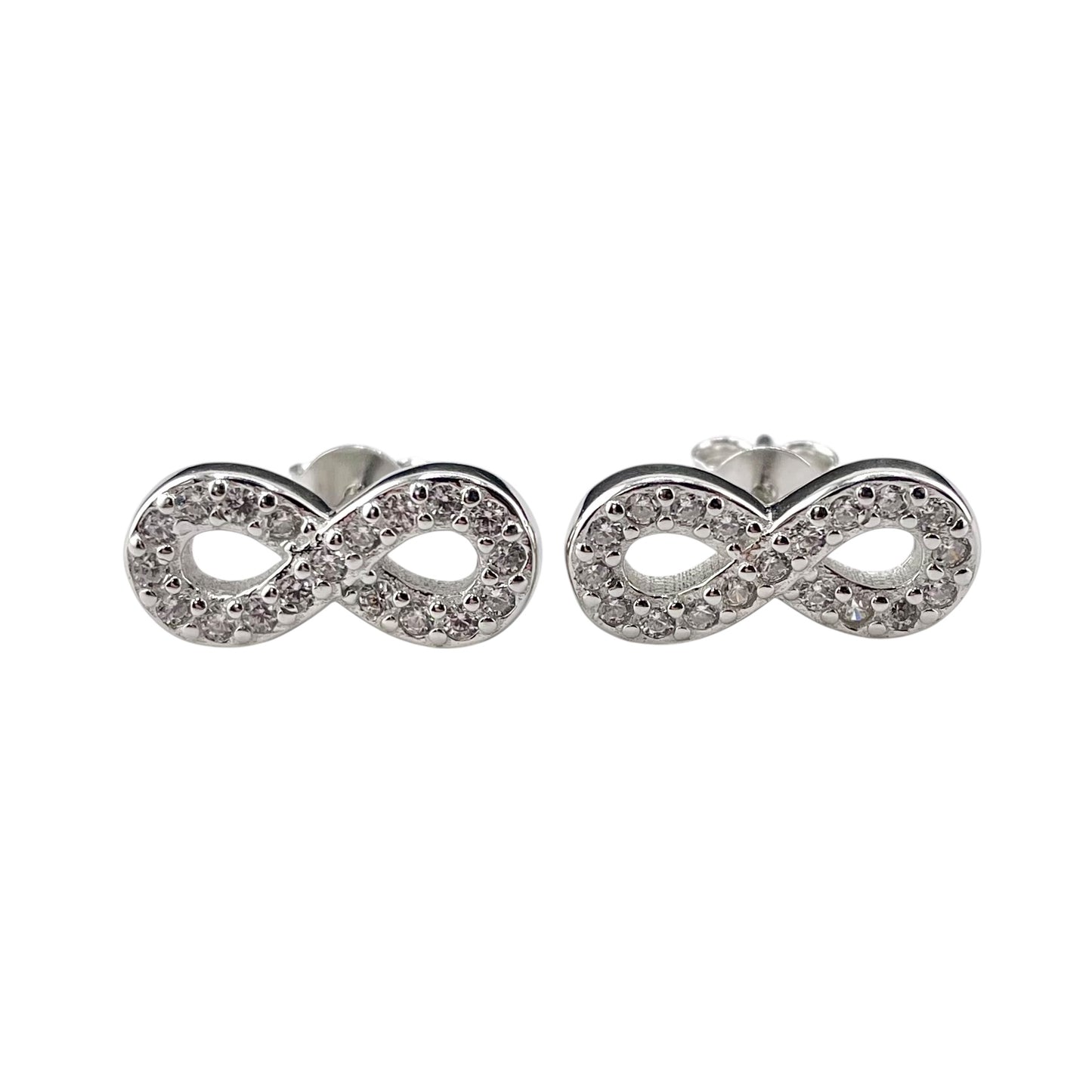 CZ Infinity Stud Earrings Sterling Silver