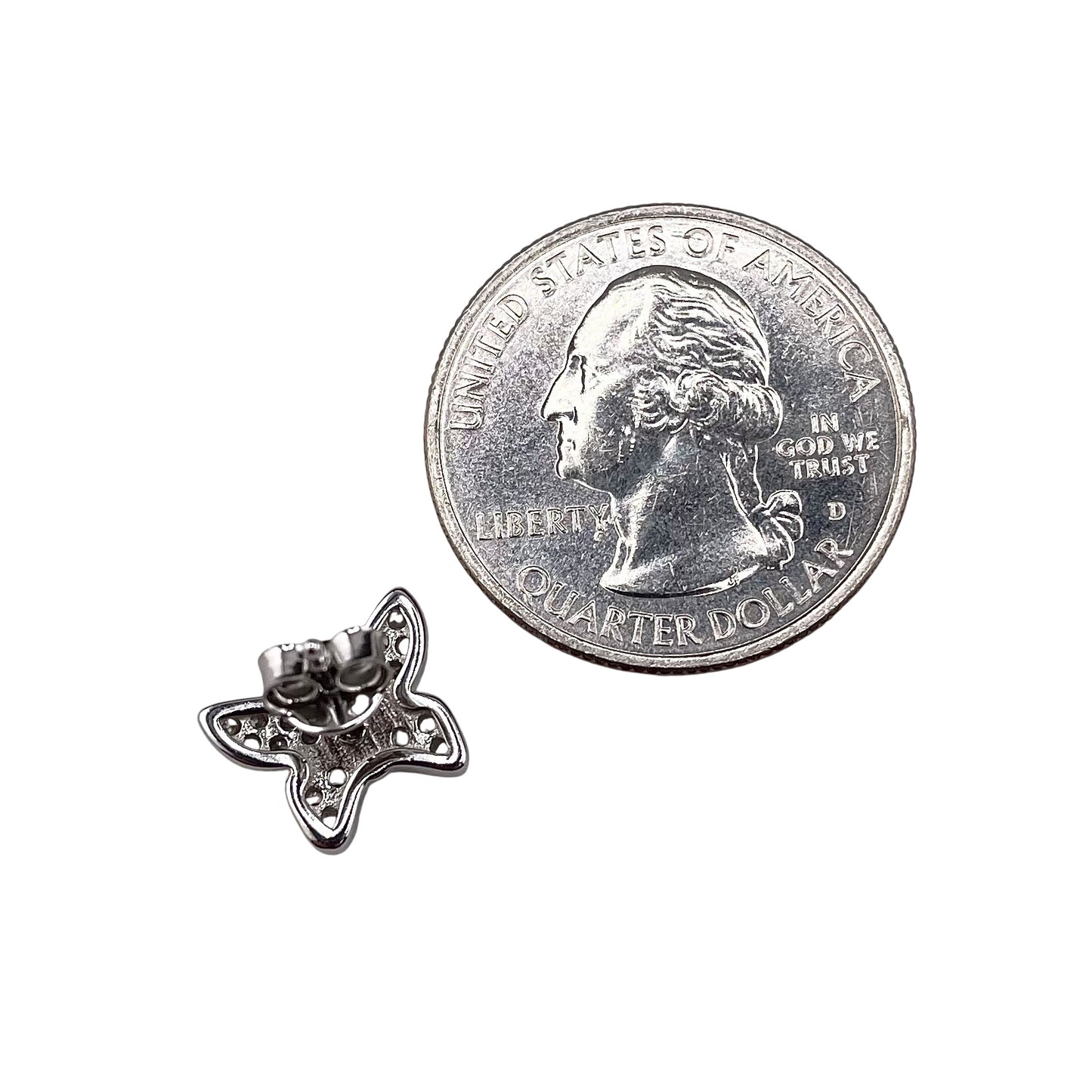 CZ Butterfly Stud Earrings Sterling Silver