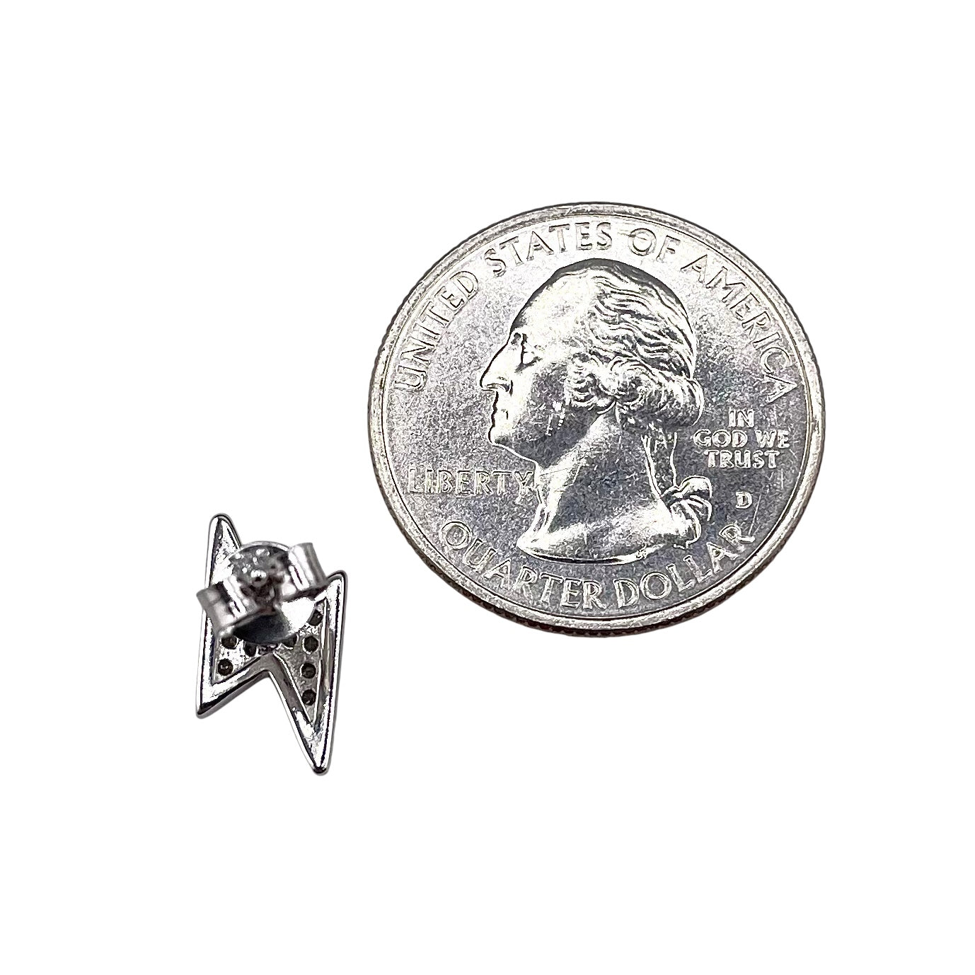 CZ Lightning Bolt Stud Earrings Sterling Silver