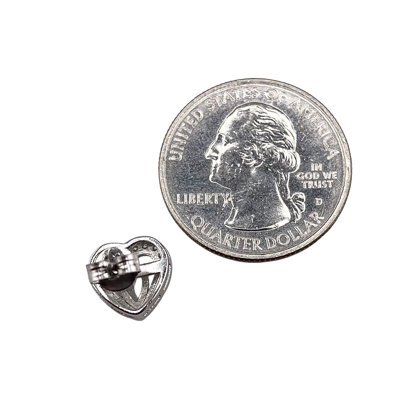 CZ Heart Pear Stud Earrings Sterling Silver