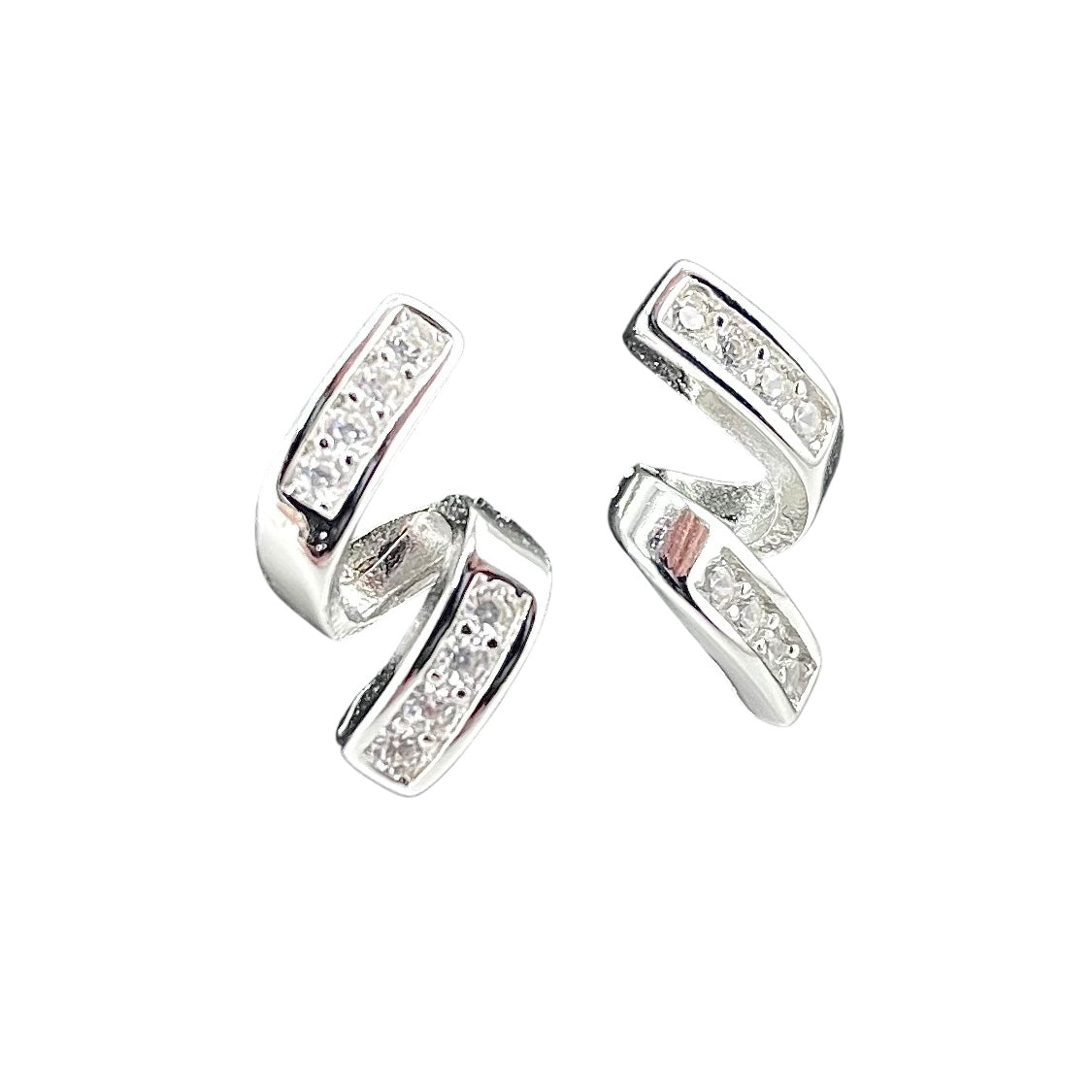 CZ Wrap Stud Earrings Sterling Silver
