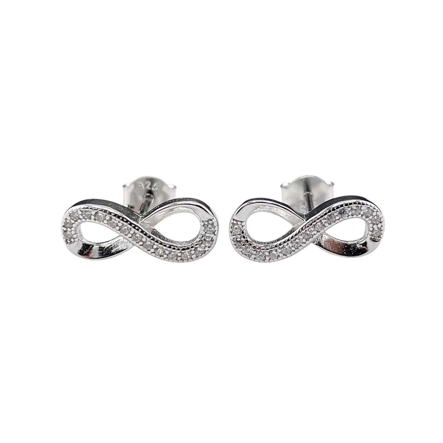 CZ Infinity Stud Earrings Sterling Silver