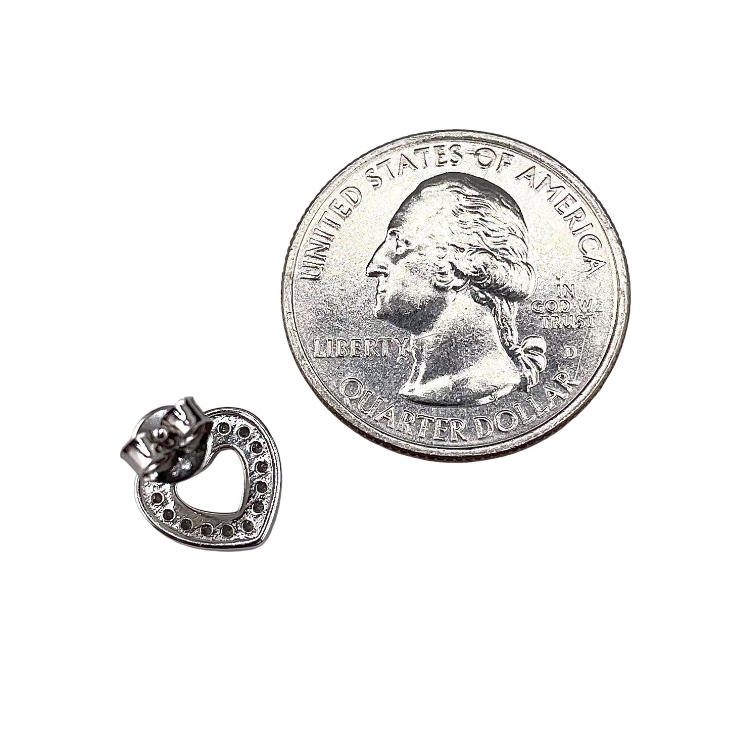 CZ Heart Stud Earrings Sterling Silver