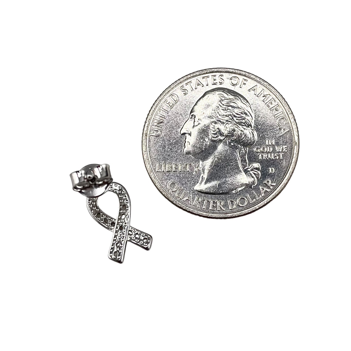 CZ Ribbon Stud Earrings Sterling Silver