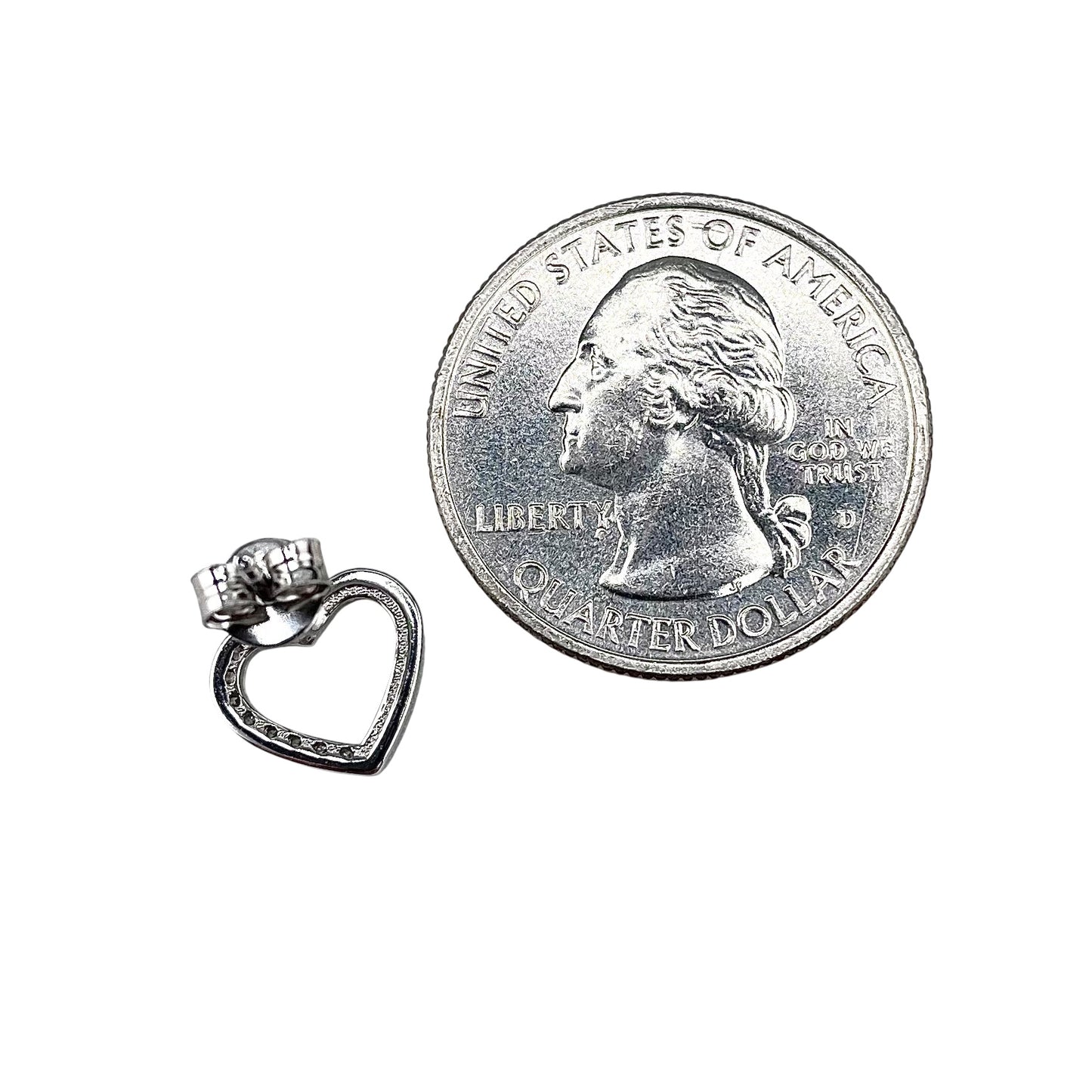 CZ Heart Stud Earrings Sterling Silver