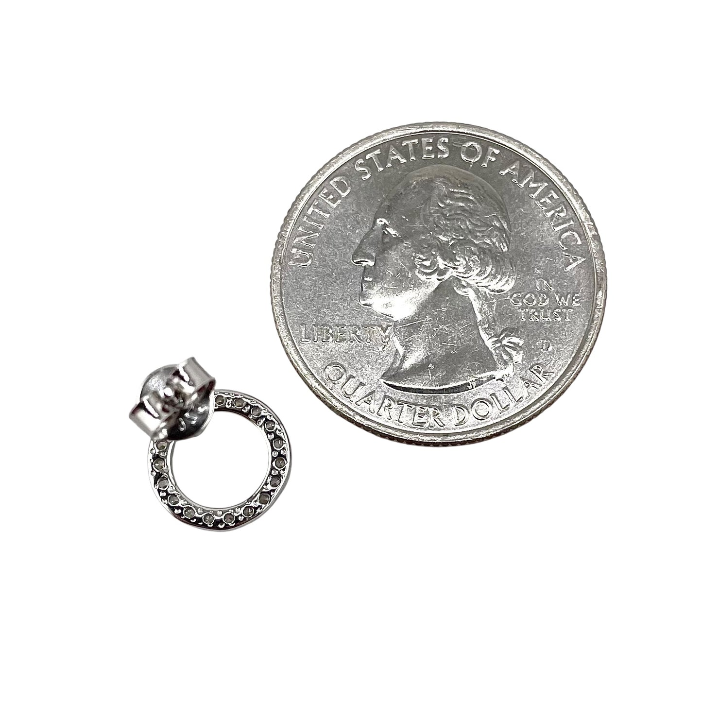 CZ Circle Heart Stud Earrings Sterling Silver