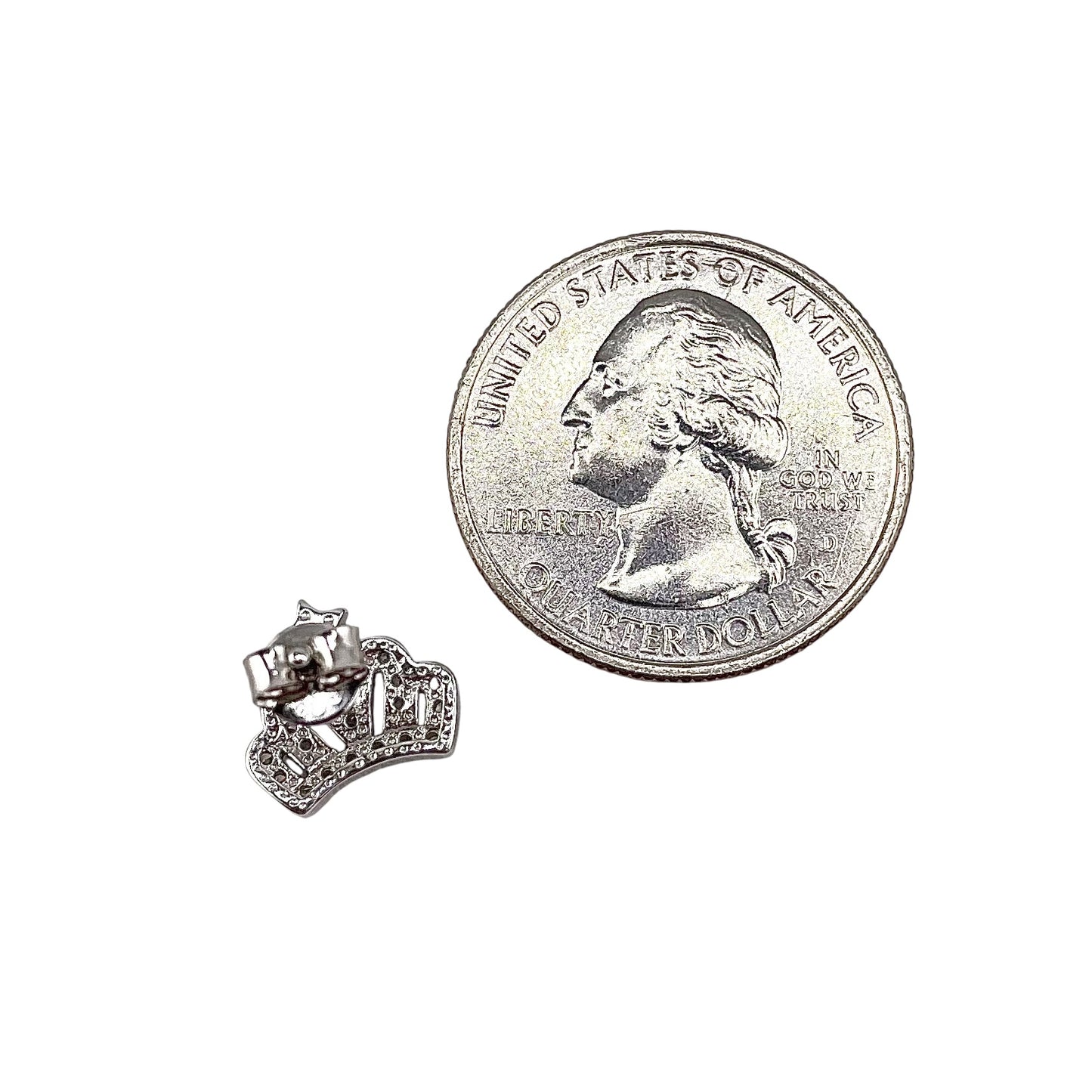 CZ Crown Stud Earrings Sterling Silver