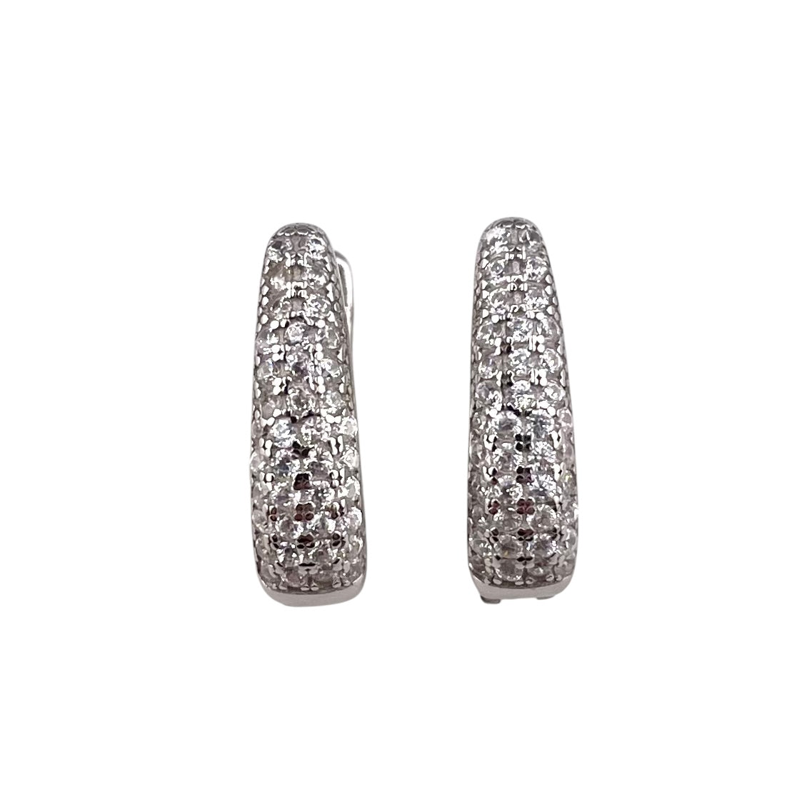 CZ Huggie Hoop Earrings Sterling Silver