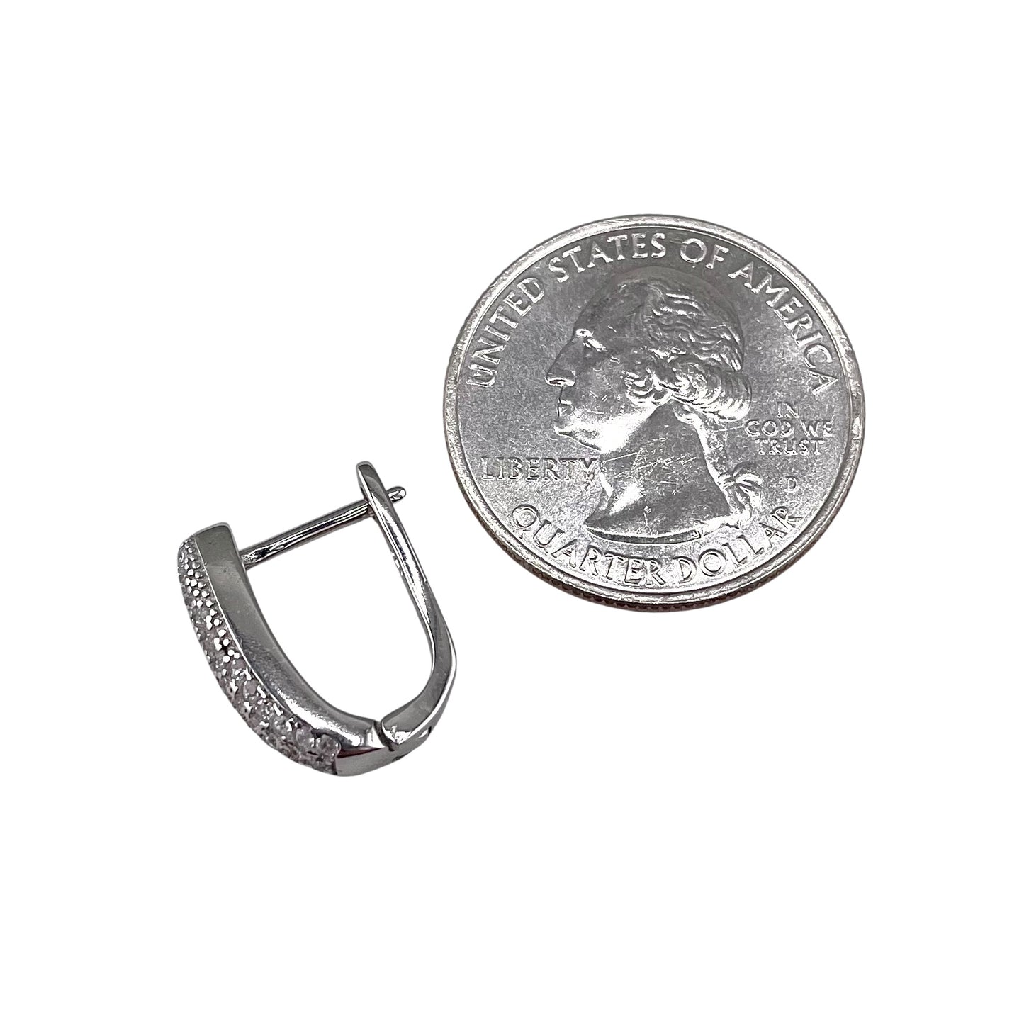 CZ Huggie Hoop Earrings Sterling Silver