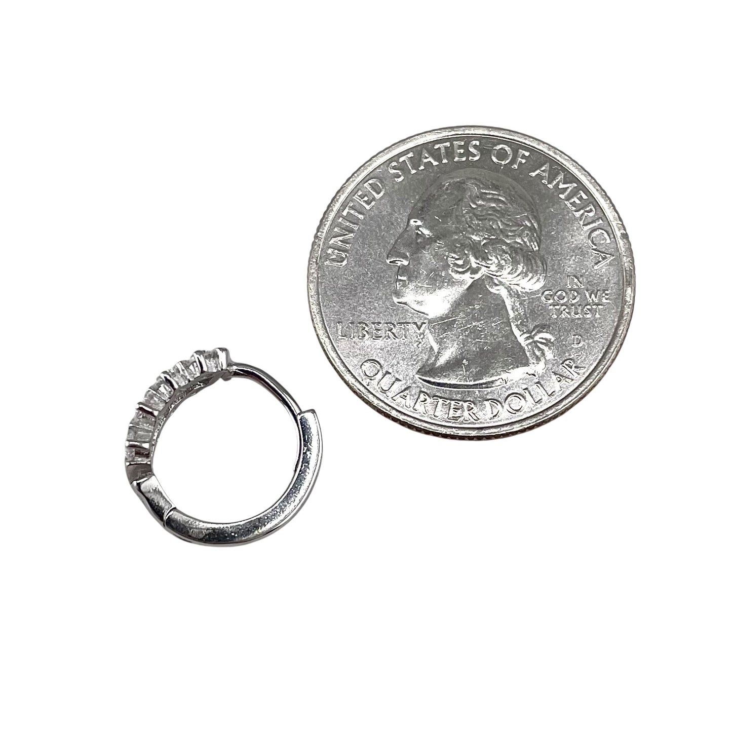 CZ Huggie Hoop Earrings Sterling Silver