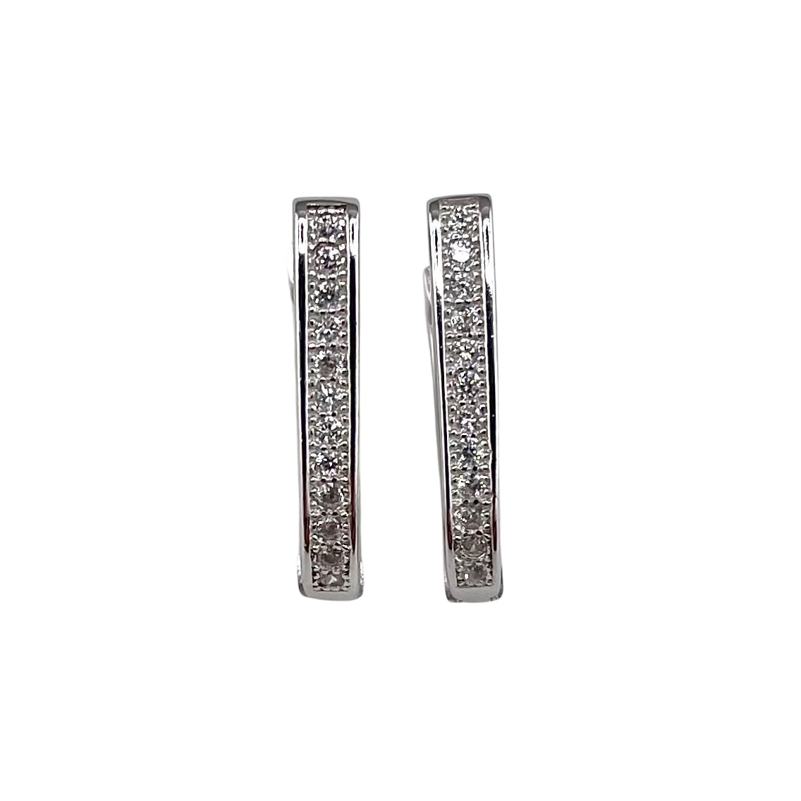 CZ Huggie Hoop Earrings Sterling Silver