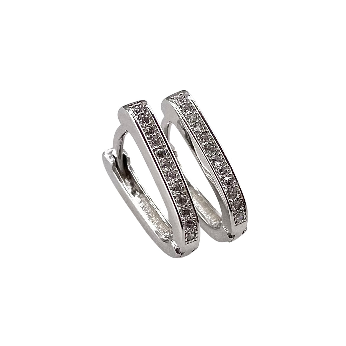 CZ Huggie Hoop Earrings Sterling Silver