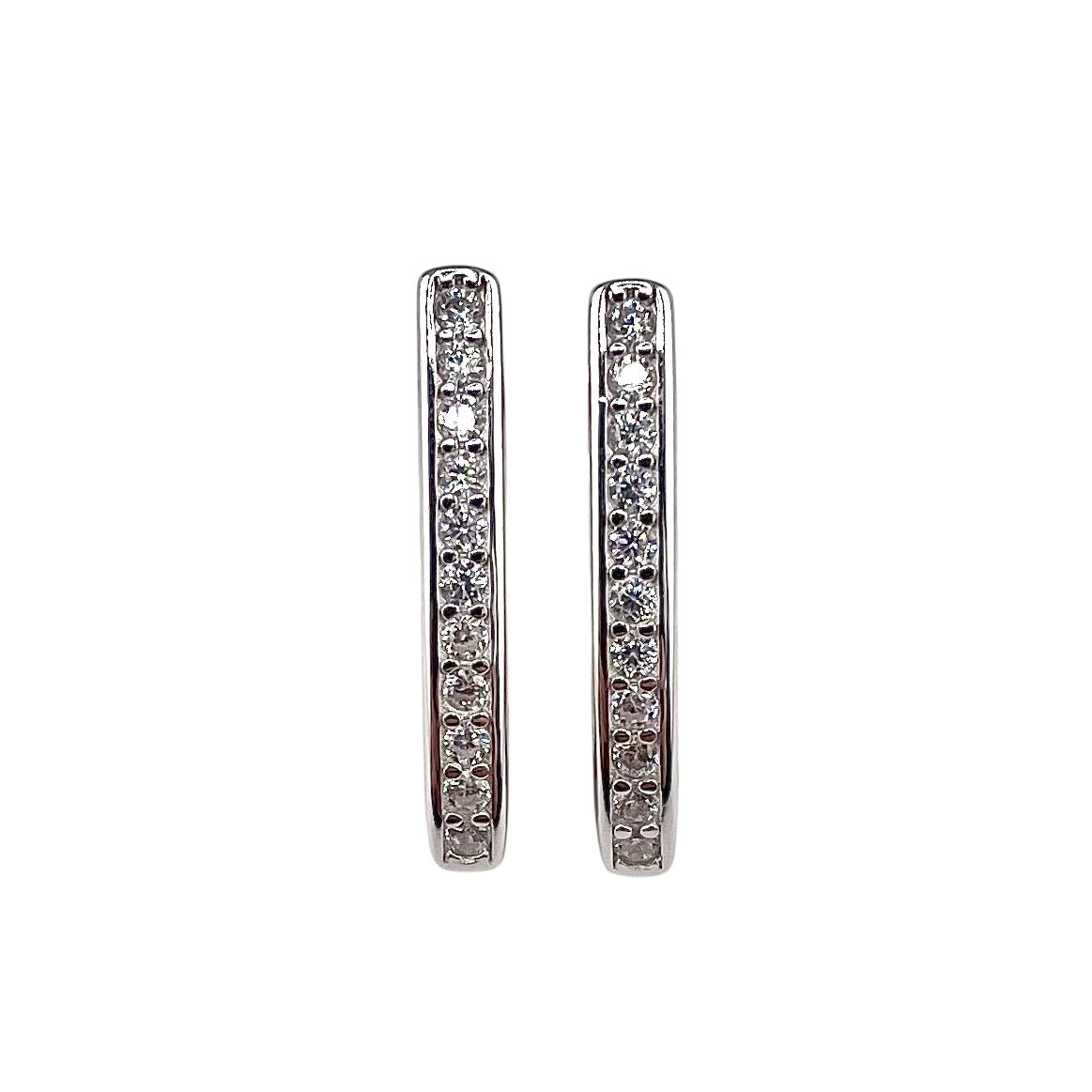 CZ Huggie Hoop Earrings Sterling Silver