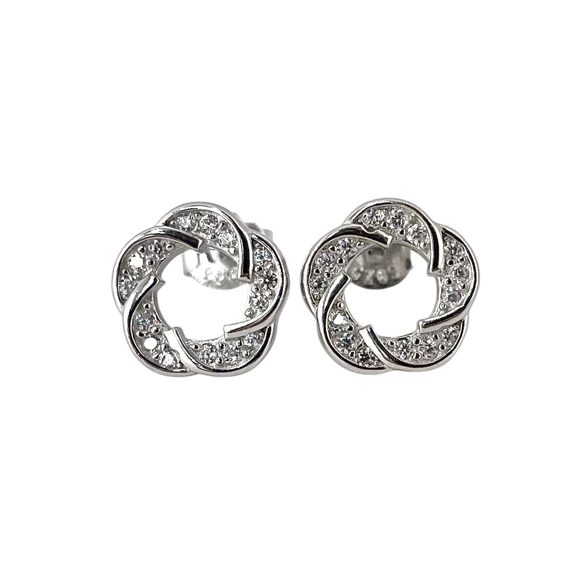 CZ Post Earrings Sterling Silver