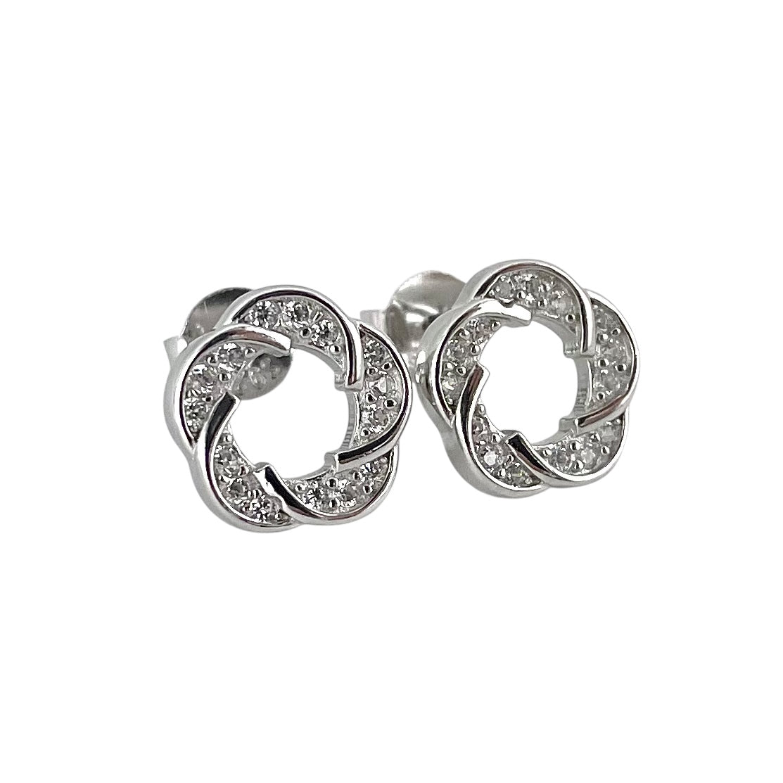 CZ Post Earrings Sterling Silver