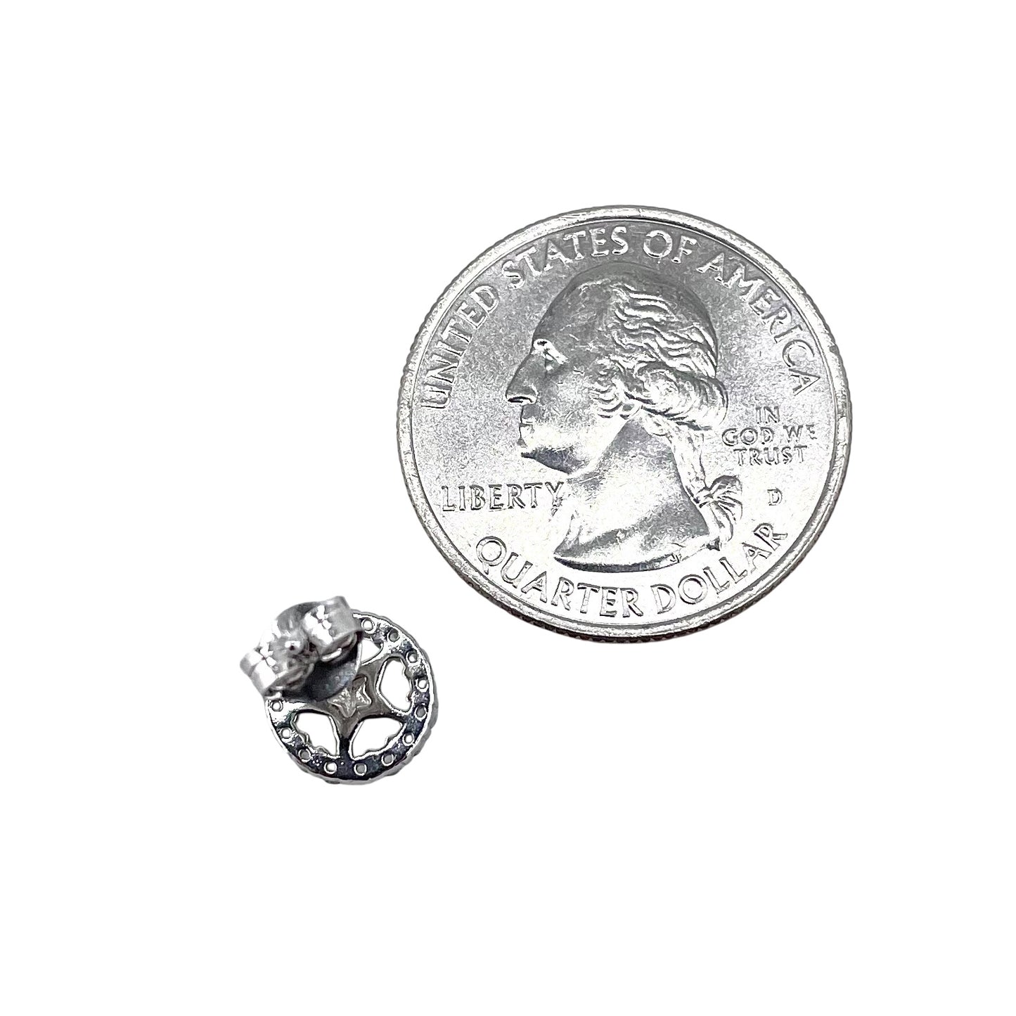 CZ Circle Star Post Earrings Sterling Silver
