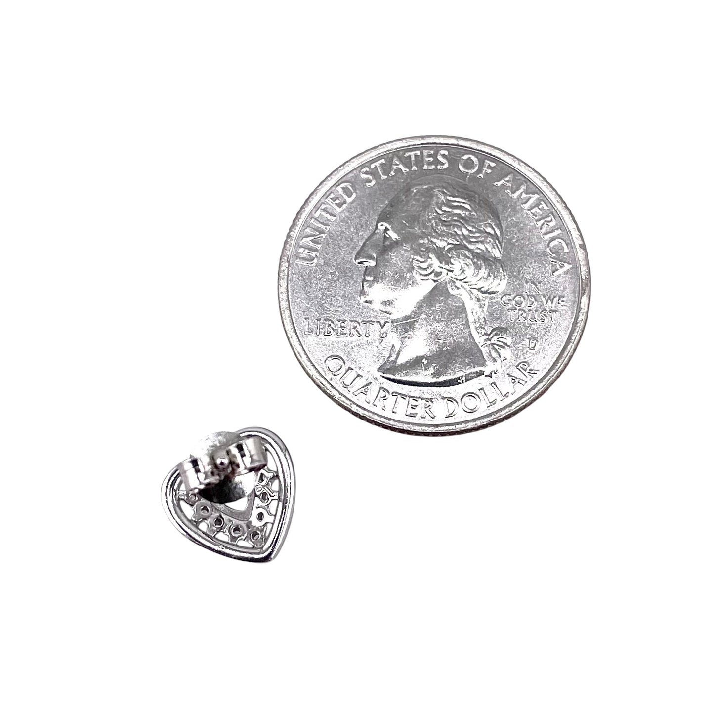 CZ Heart Post Earrings Sterling Silver
