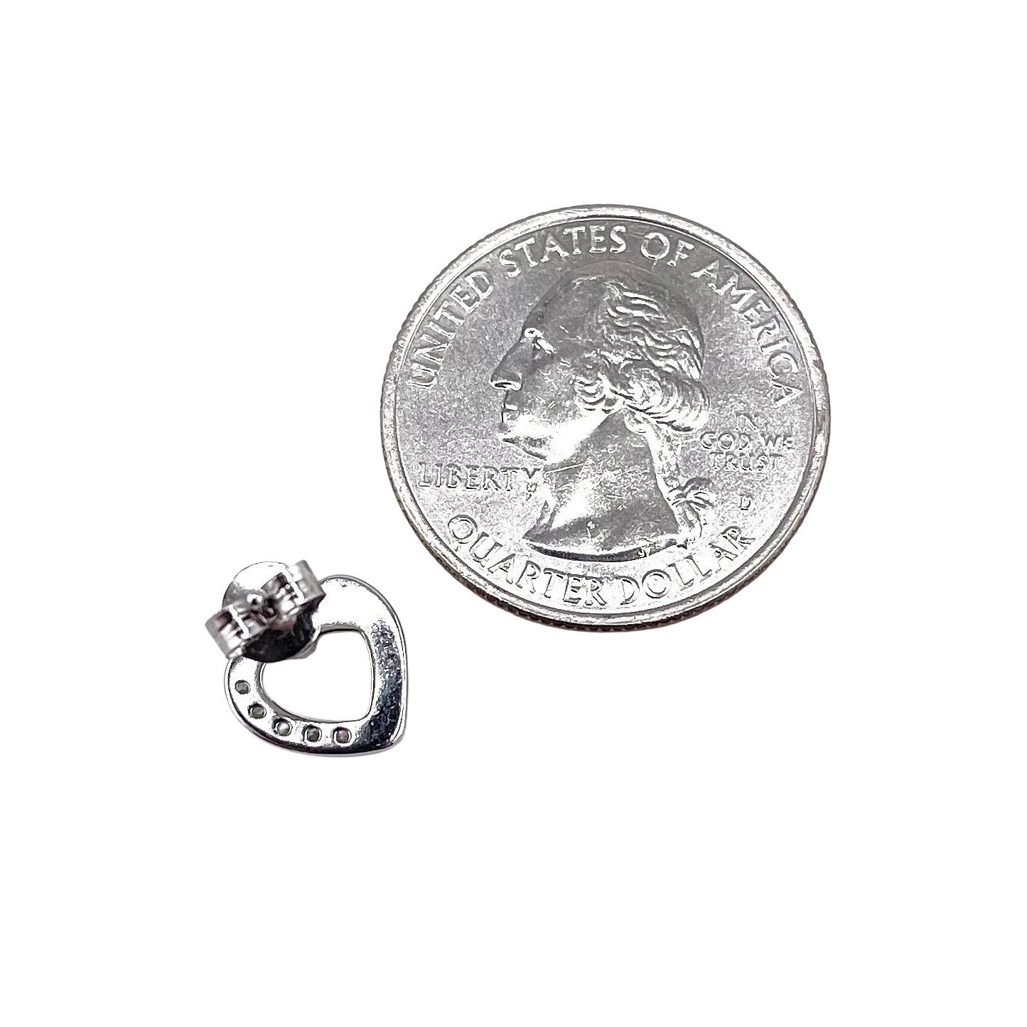 CZ Heart Post Earrings Sterling Silver