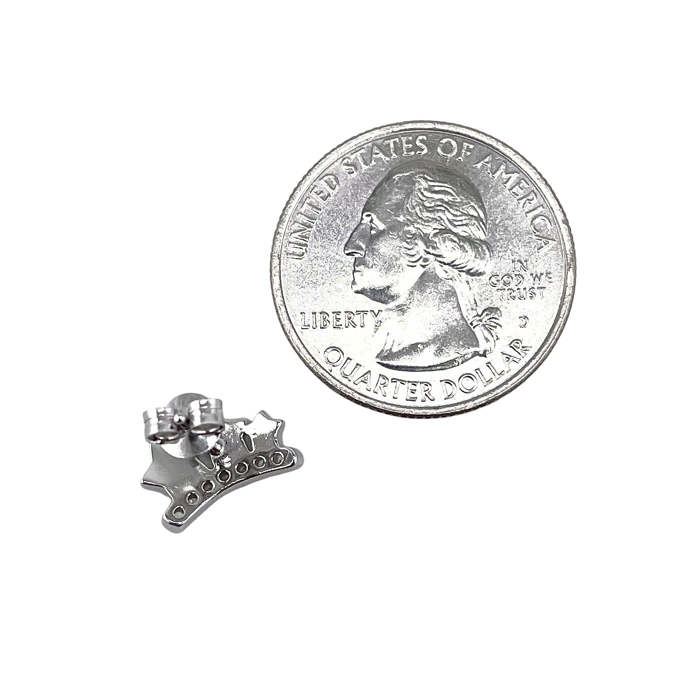 CZ Star Row Post Earrings Sterling Silver