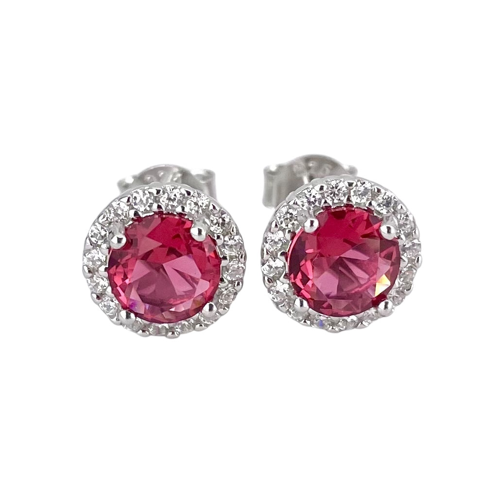 CZ Round Post Earrings Sterling Silver