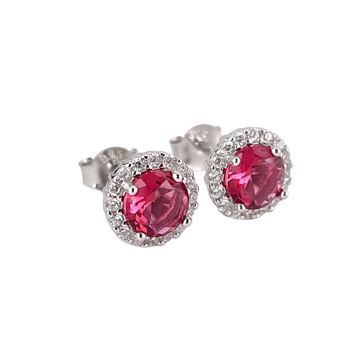 CZ Round Post Earrings Sterling Silver