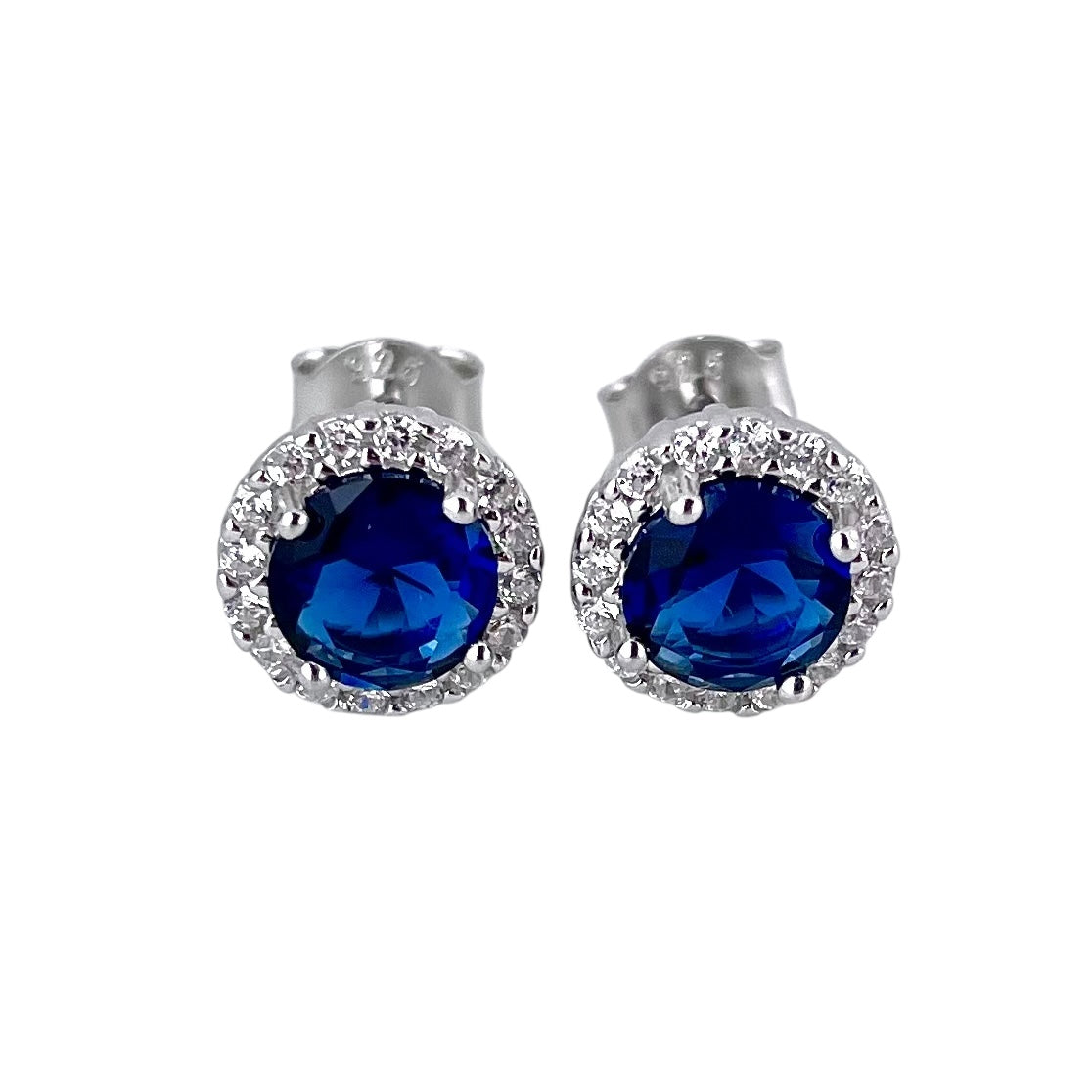 CZ Round Post Earrings Sterling Silver