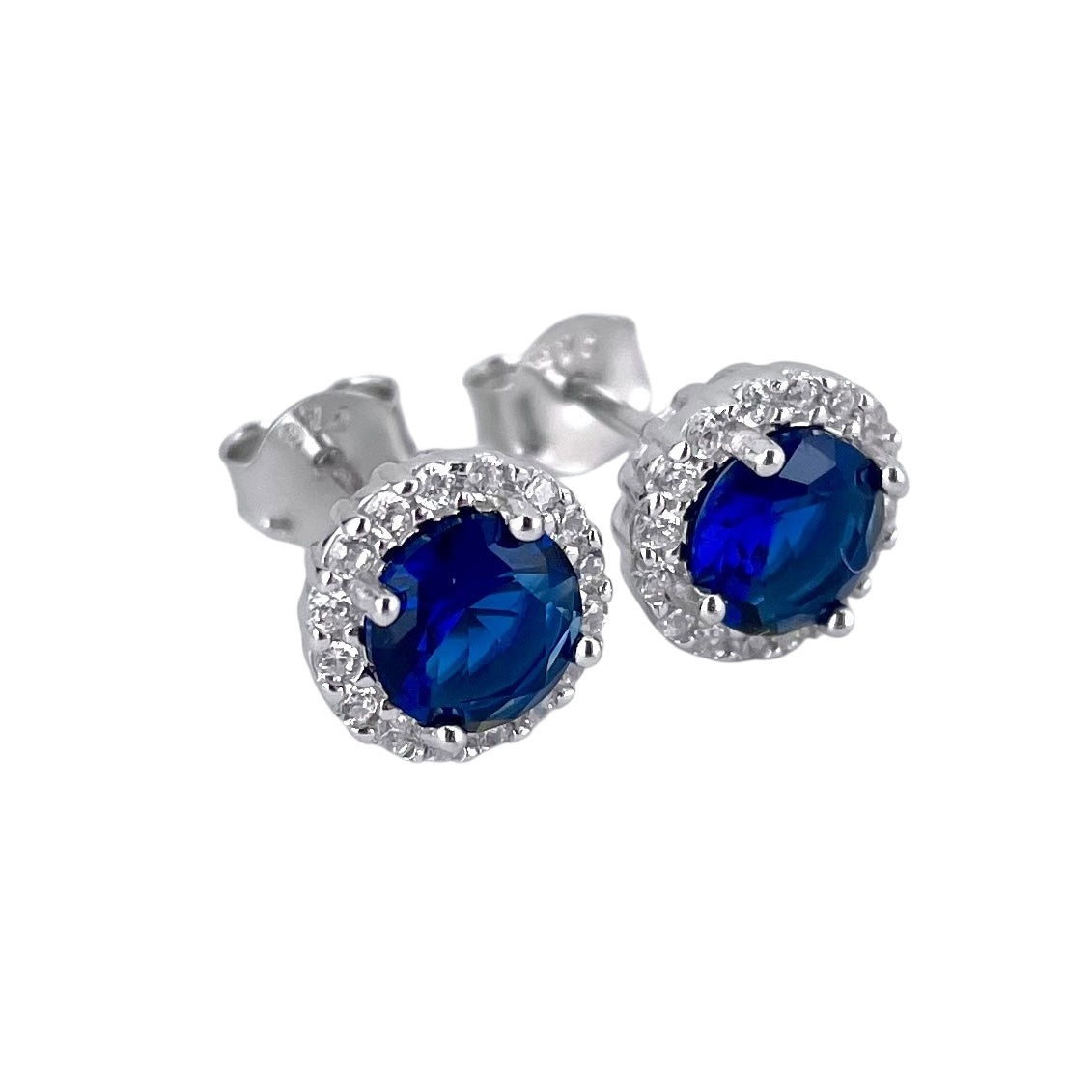 CZ Round Post Earrings Sterling Silver