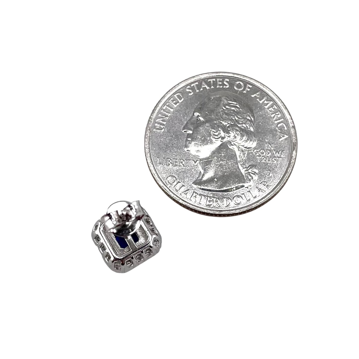 CZ Square Post Earrings Sterling Silver