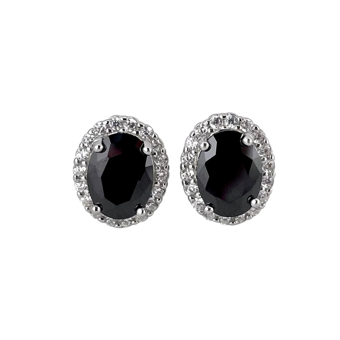 CZ Oval Post Earrings Sterling Silver