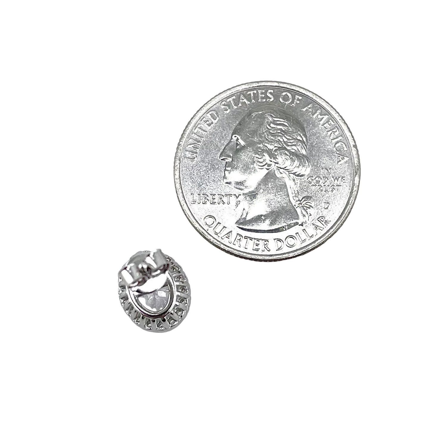CZ Oval Post Earrings Sterling Silver