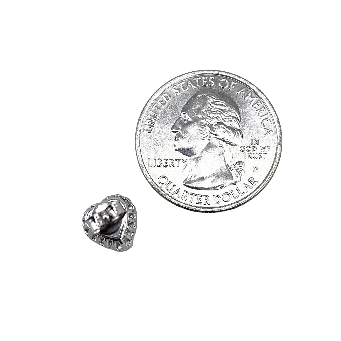 CZ Heart Post Earrings Sterling Silver