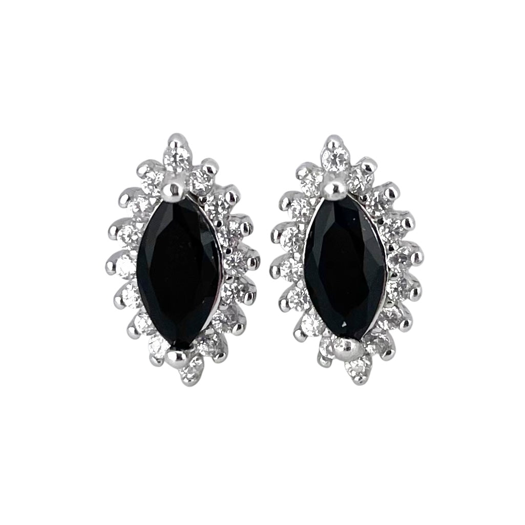 CZ Oval Post Earrings Sterling Silver