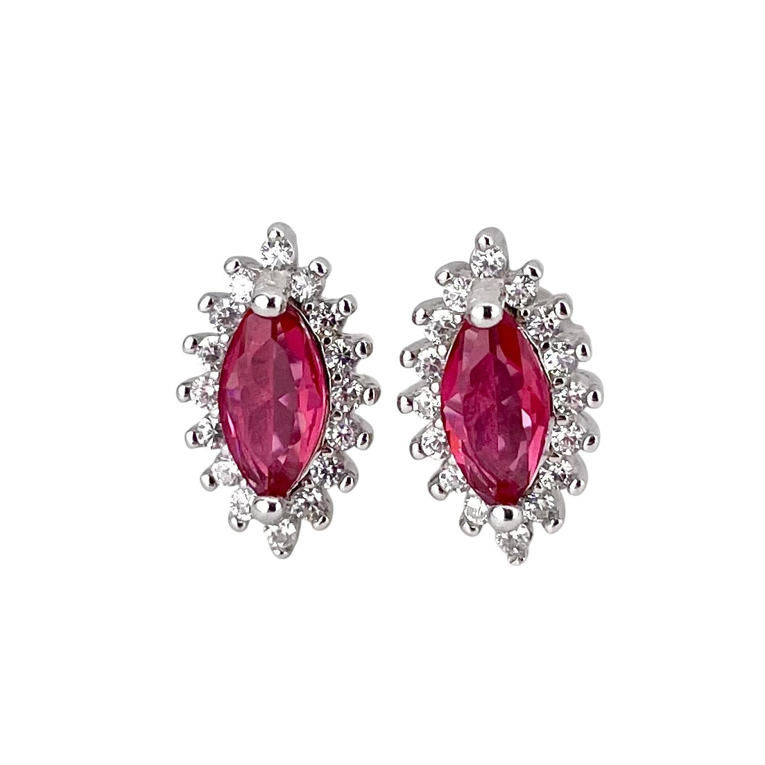 CZ Oval Post Earrings Sterling Silver