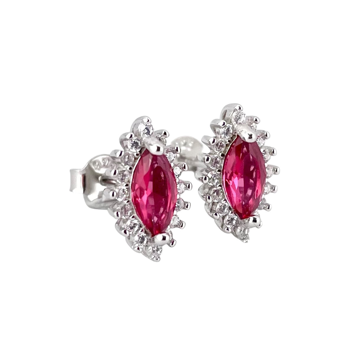 CZ Oval Post Earrings Sterling Silver