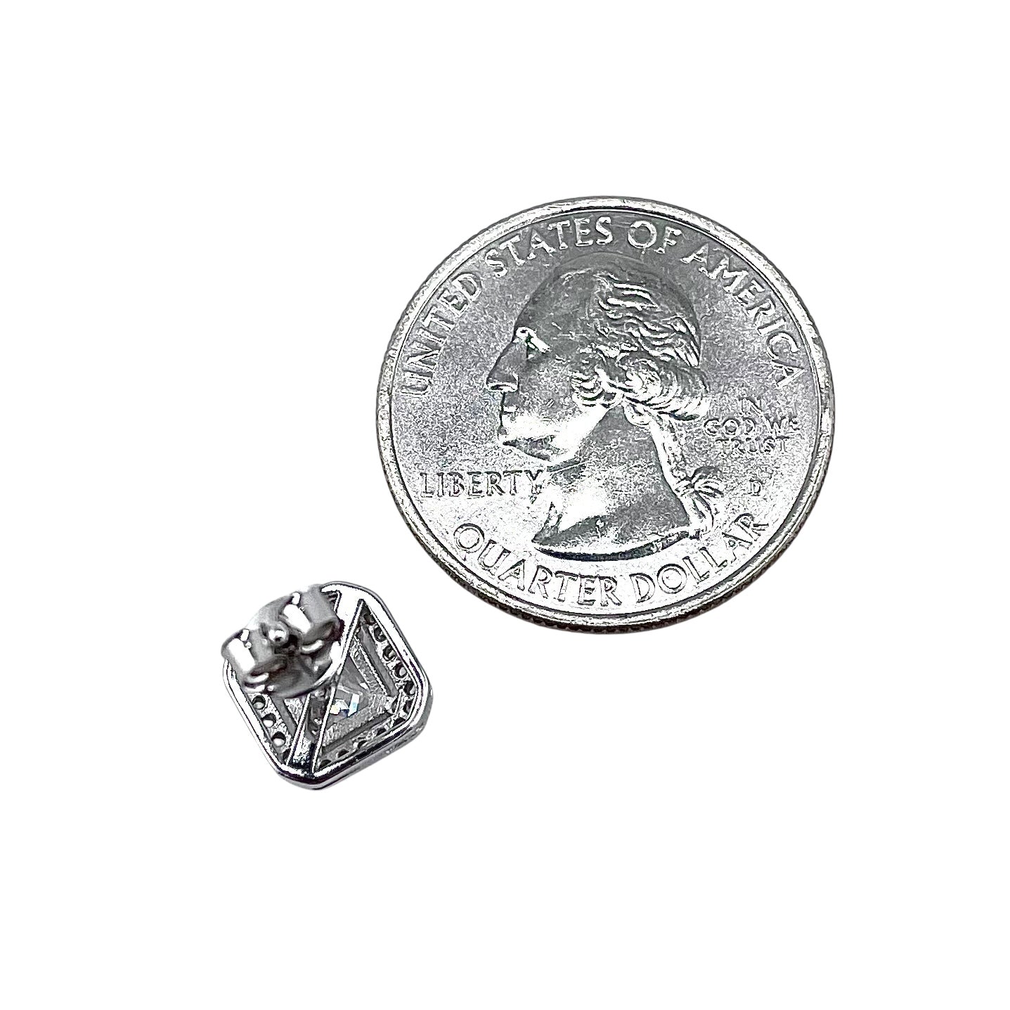 CZ Square Post Earrings Sterling Silver