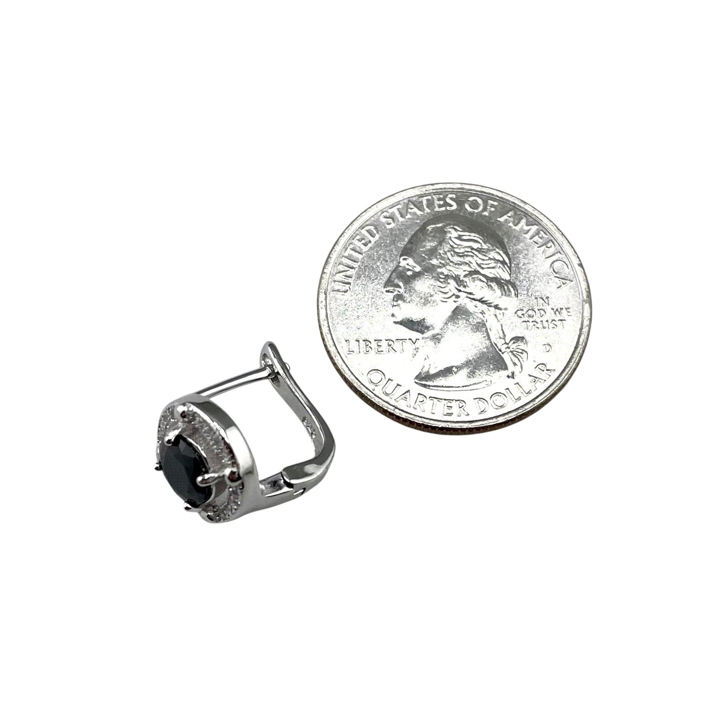 CZ Round Clip Earrings Sterling Silver